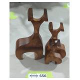 Trio  of  Wooden Abstract Animal Figures