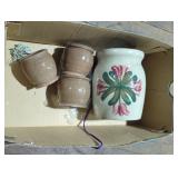 Floral Vase and Ceramic Cups Set