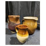 Set of Three Glazed Ceramic Pitchers