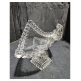 Cut Glass Shield-Shaped Bowl on Pedestal