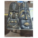 Set of Two Carved Wooden Tribal Masks