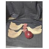 Decorative Wooden Bird Set with Red Accents