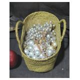 Decorative Basket with Faux Pearls and Ornaments