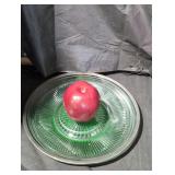 Vintage Green Uranium Glass Serving Platter