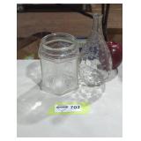 Vintage Glass Jar and Hobnail Bottle Set