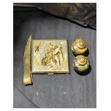 Vintage Cloisonnï¿½ Salt Shakers and Compact Set