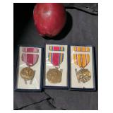 Set of Three WWII Military Medals in Cases
