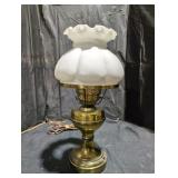 Hurricane Table Lamp with White Glass Shade