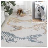 Kingdarr T-Rex Kids Rug, Machine-Washable, 5x8