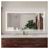 Iris 72x36 Frameless LED Wall Mirror Silver