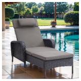 ArcoBay 1-Piece Brown Wicker Chaise Lounge