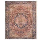 Layla Red/Navy 9x12 Distressed Bohemian Rug