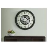 Clocks 30" Round Gear Wall Clock Brown