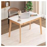 White Rectangular MDF Desk with 2-Drawers