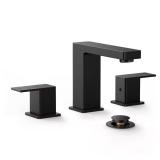8 in. Matte Black 3-Hole Bathroom Faucet