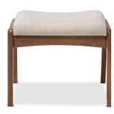 Roxy Mid-Century Beige Fabric Ottoman