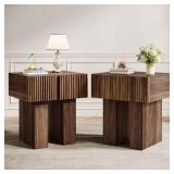 Brown 1-Drawer Nightstand Set (2)