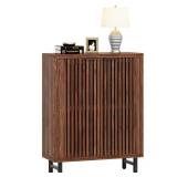 Lauren Walnut Shoe Cabinet with Shelves