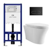Elongated Wall Hung Toilet Combo Set White