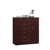 7-Drawer Mahogany Chest of Drawers with Door