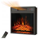 18" Electric Fireplace Insert, Recessed Heater