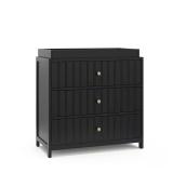 Teddi Black 3-Drawer Dresser with Topper