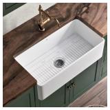 36 in. Apron Front Sink, White, Fireclay