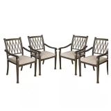 Brown Cast Aluminum Stackable Chair Set (4)