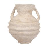 15 in. White Ceramic Amphora Vase with Handles