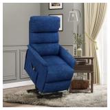 Dark Blue Power Lift Recliner with Remote