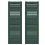 12 in. x 43 in. Louvered Shutters Forest Green