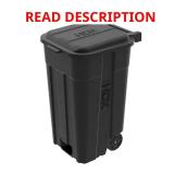 (Missing Wheel) 45 Gal Black Outdoor Trash Can wi