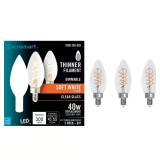 40-Watt LED B11 E12 Candelabra Bulb (3-Pack)