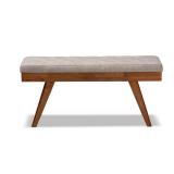 Alona Gray and Oak Fabric Dining Bench