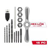 SAE Tap & Die Set w/ Hex-LOK Handle (15)