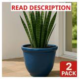 22 in. Dia Blue Resin Round Planter