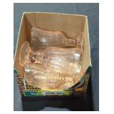 Pink depression glass goblets lot.