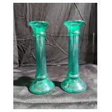 Matching Green Glass Vases