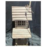 Vintage Tin Roof Birdhouse with Electrical Cord
