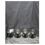 Set of Four Textured Black Glass Bowls