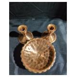 Set of Two Candle Holders and a Scalloped Bowl
