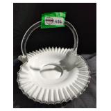 Milk Glass Ruffled Edge Basket