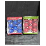 Holiday Glass Ornament Sets - Blue and Red