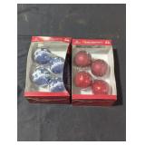 Set of 8 Holiday Glass Ornaments.