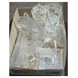 Cut edged glass dishes box lot.