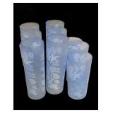 Set of Floral Etched Frosted Tumblers