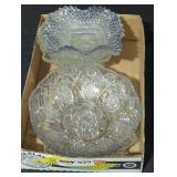 6 cut edge glass bowls box lot.