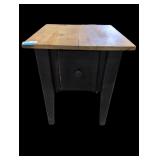 Black Side Table with Natural Wood Top