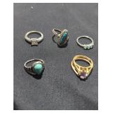 5 costume jewelry rings lot.(Size 5.5)