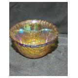 Iridescent Glass Bowl with Woven Pattern